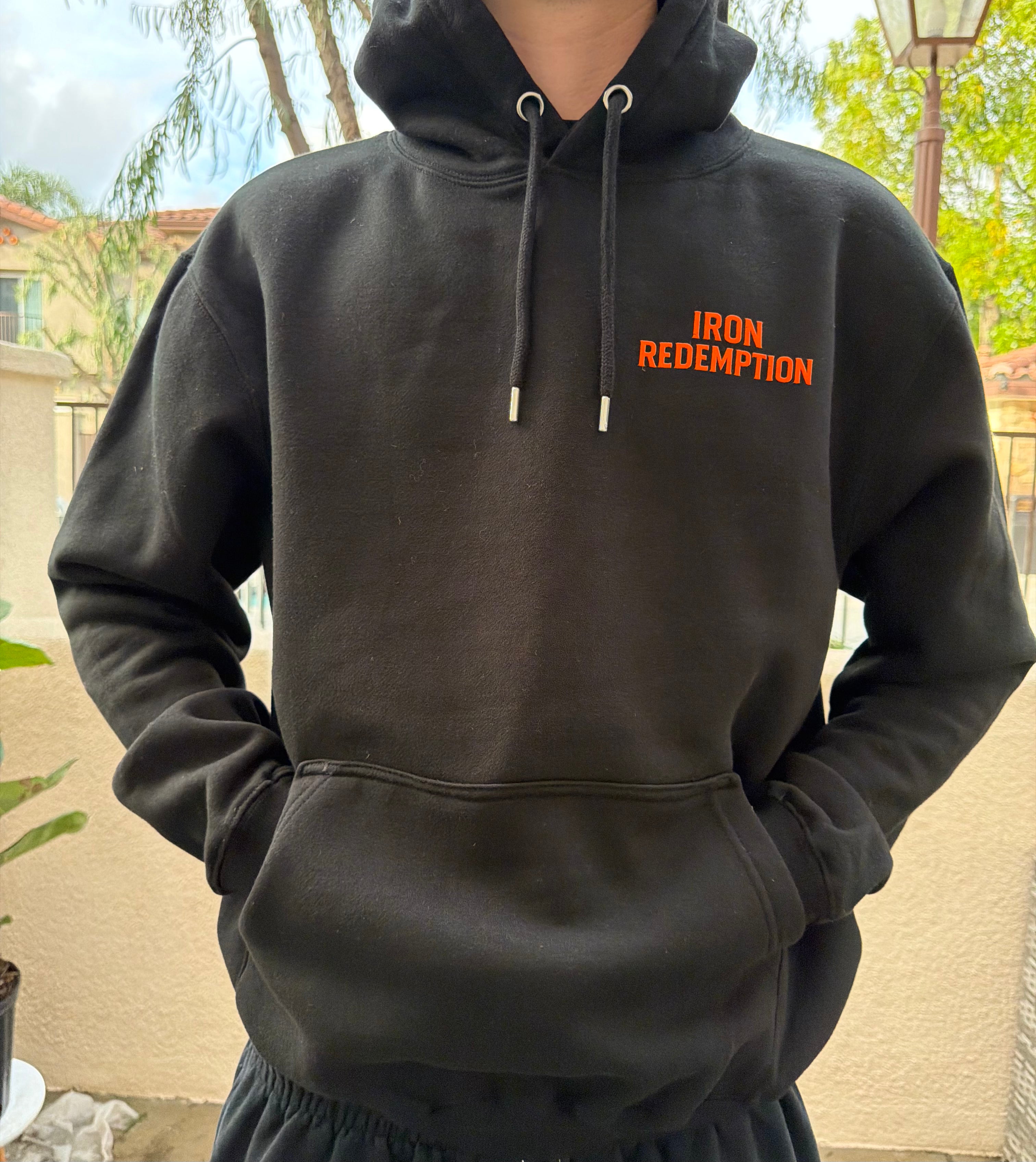 Iron Redemption Orange Skull Hoodie – Black