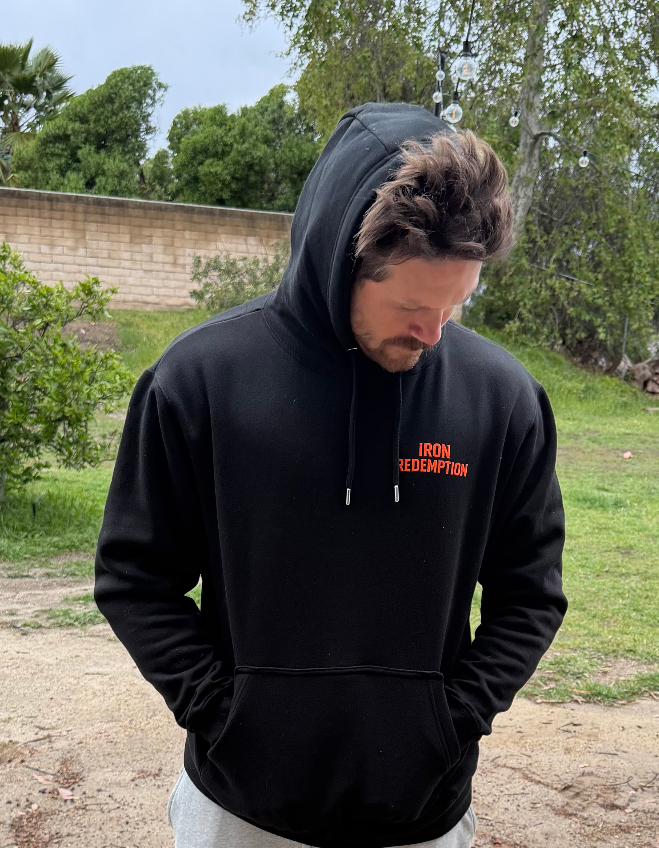 Iron Redemption Orange Skull Hoodie – Black
